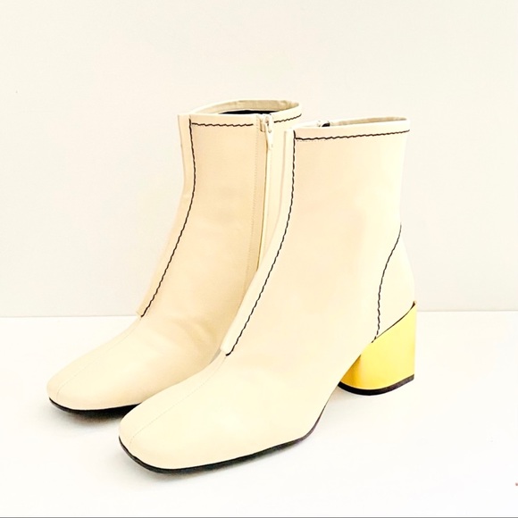 NWT: PROENZA SCHOULER | Off White Cream 60MM White Calf Leather Ankle Boots - Picture 4 of 11